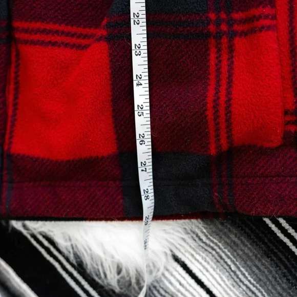 IZOD LUXURY SPORT VINTAGE MEN Sz L JACKET RED BUFFALO CHECK PLAID FLEECE SHERPA - Picture 8 of 8